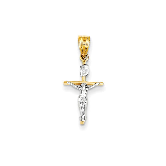 14k Two-tone INRI Crucifix Pendant