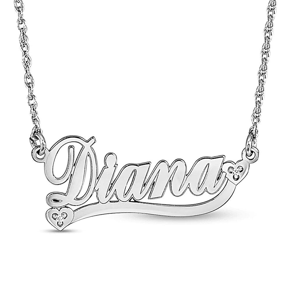 Diamond Heart Name Necklace