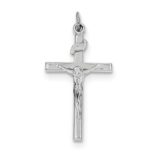 Sterling Silver Rhodium-plated INRI Crucifix Pendant