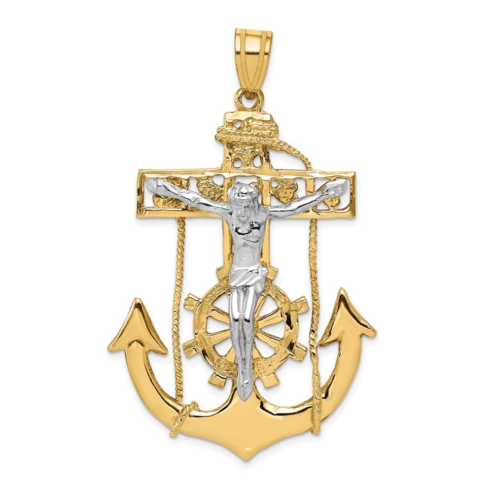 14k Two-tone Mariner\'s Crucifix Pendant
