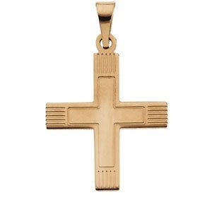 14K YELLOW GOLD GREEK CROSS PENDANT W/LINES