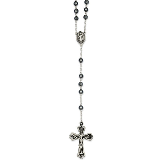 Sterling Silver Antiqued Hematite Rosary