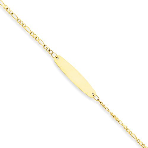14k Oval ID Figaro Chain Anklet   9"