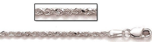 Sterling Silver 3mm Diamond Cut Rope Chain
