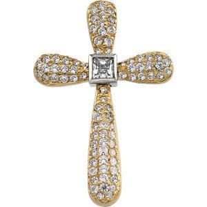 TWO TONE DIAMOND CROSS