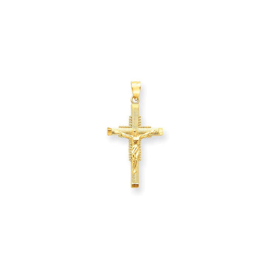 14k Textured Crucifix Pendant