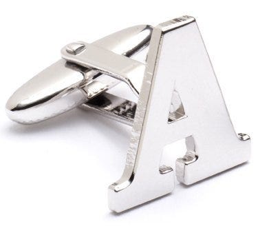 Genuine Sterling Silver Letter "A" Cufflinks