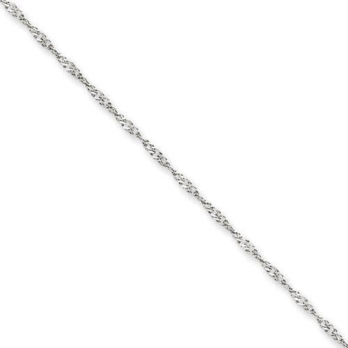 14k White Gold 1.4mm Solid Polished Singapore Chain