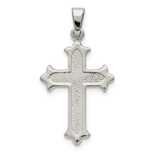 Sterling Silver Polished and Textured Cross Pendant