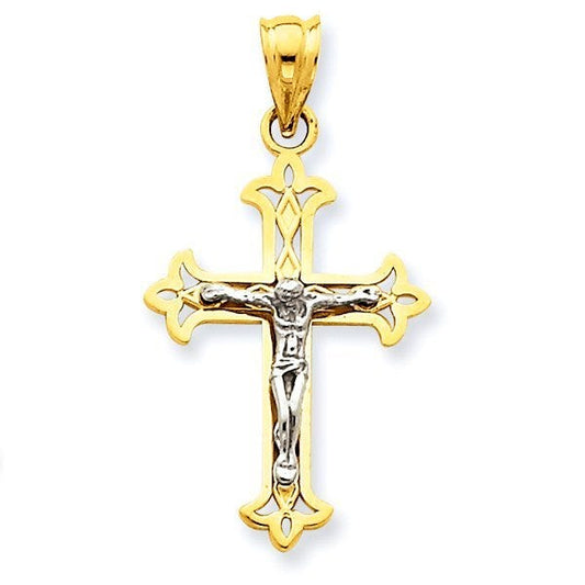 14K Two-Tone Gold Crucifix Pendant
