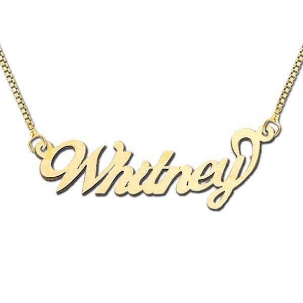 14K Yellow Gold "Script" Style Horizontal Name Necklace