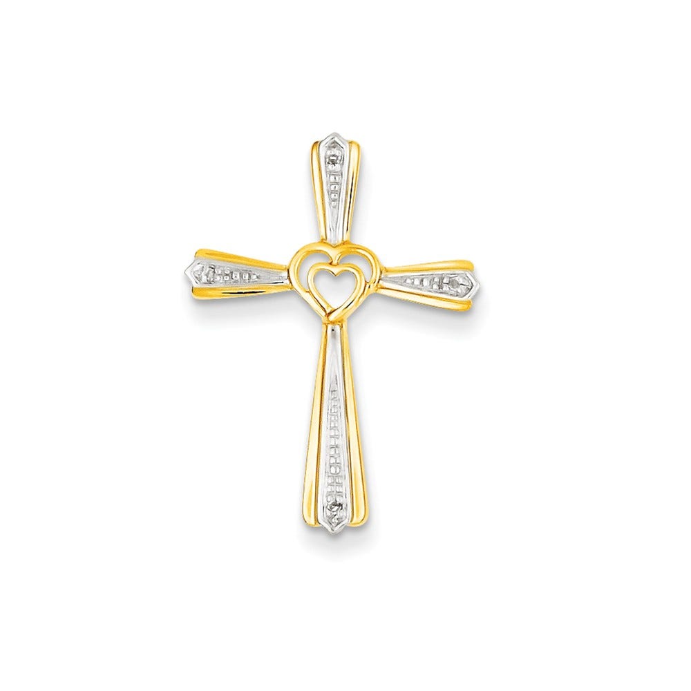 14k Rhodium Diamond Cross Pendant