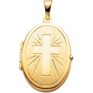 OVAL SHAPED LOCKET W/CROSS
