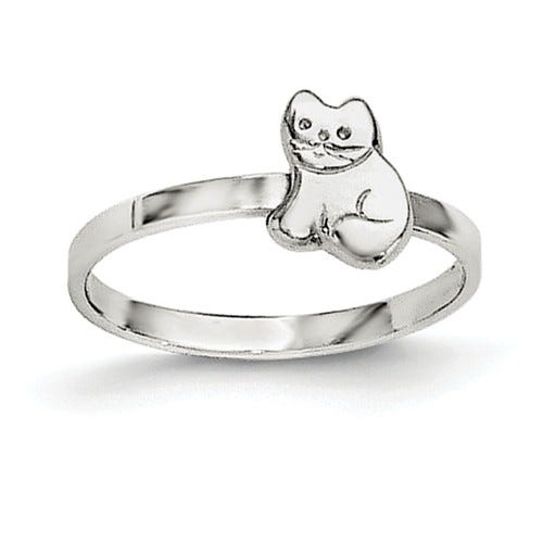 Sterling Silver High Polished Children's Cat Ring