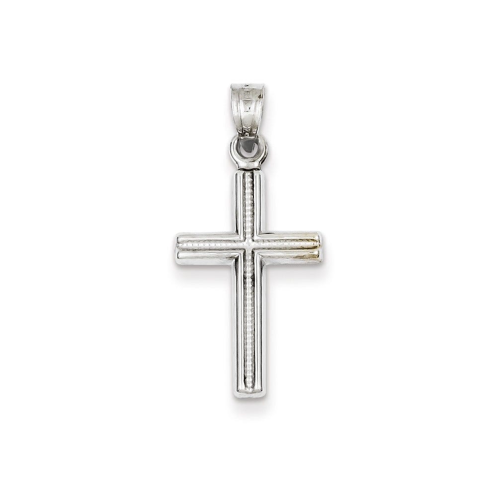 14k White Gold Cross Pendant
