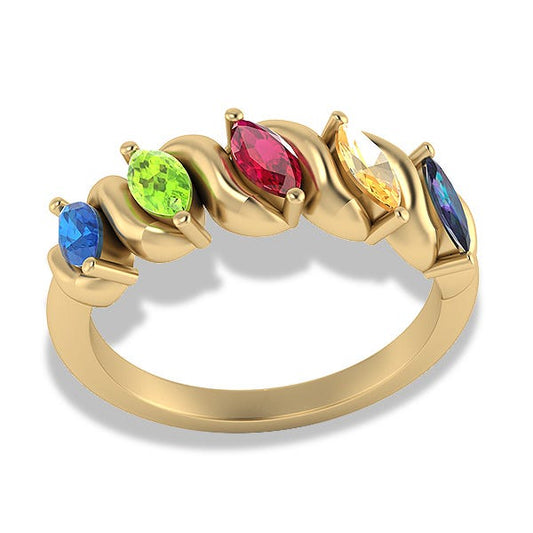 5 Marquise Shaped Birthstone Mother's Personalized Ring