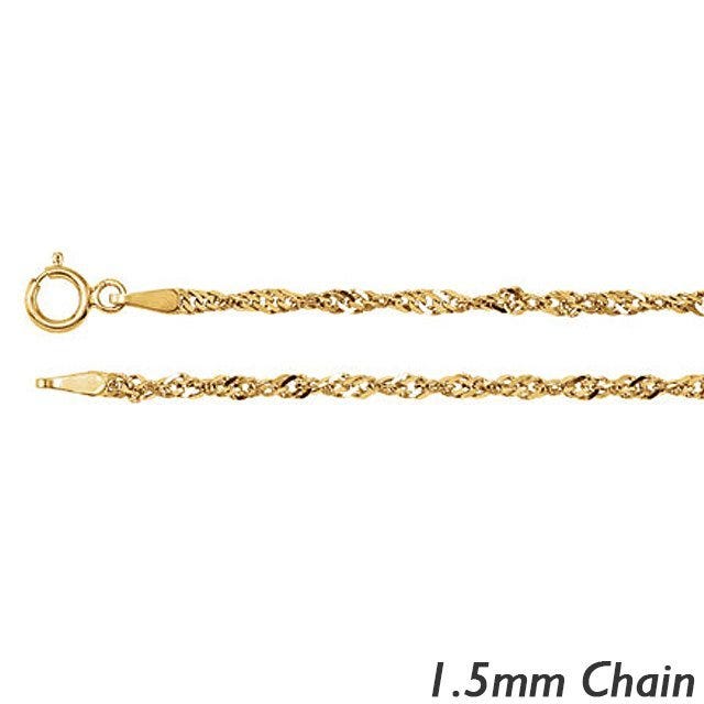 14K Yellow Gold 1.5mm Singapore Chain