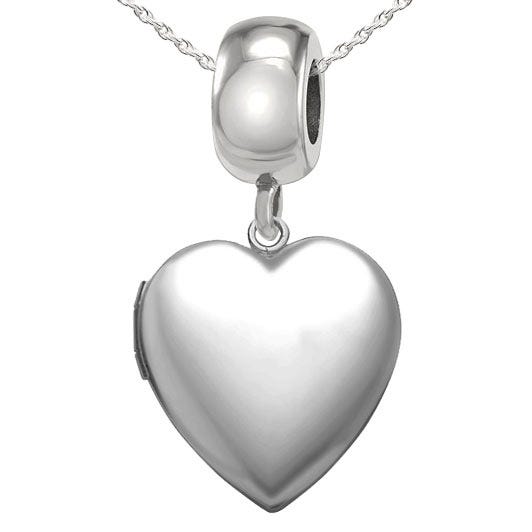 Sterling Silver Bead Bracelet Charm Heart Photo Locket