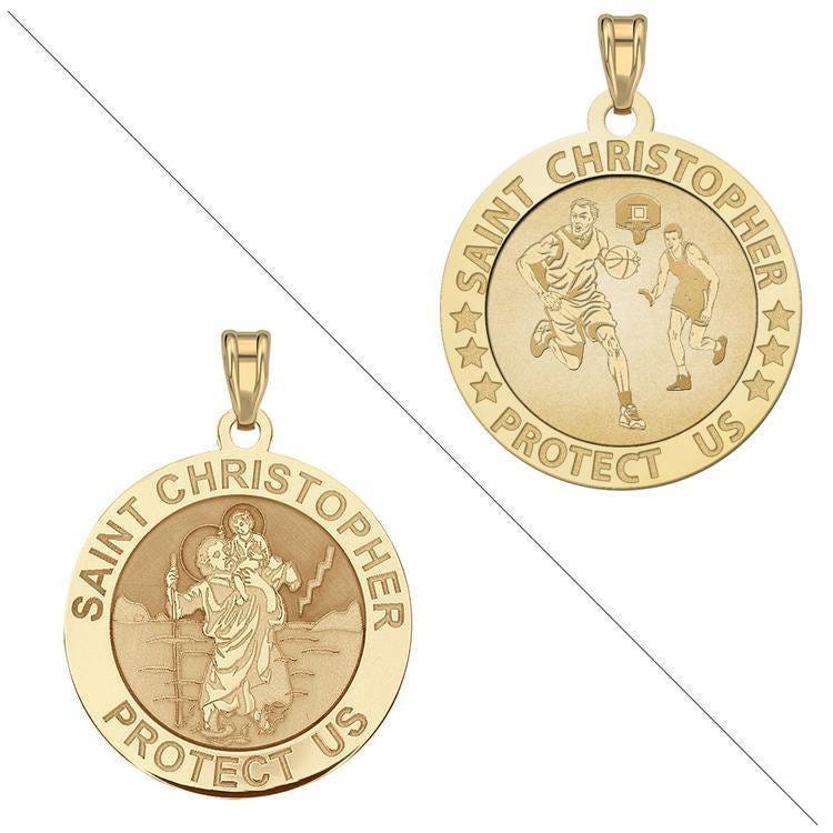 Basketball - Saint Christopher Doubledside Sports Religious Medal "EXCLUSIVE"
