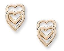 14K Yellow Gold Hearts Children Post Earrings