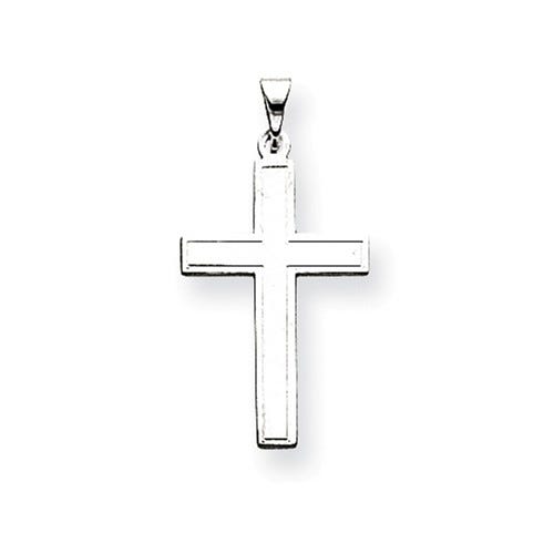 14k White Gold Florentine Latin Cross Pendant