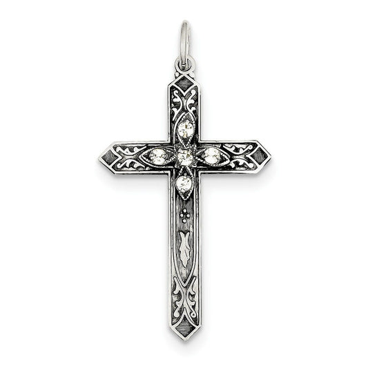 Sterling Silver April Birthstone Cross Pendant