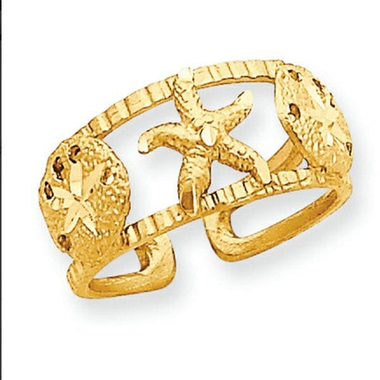 14k Yellow Gold Starfish Toe Ring