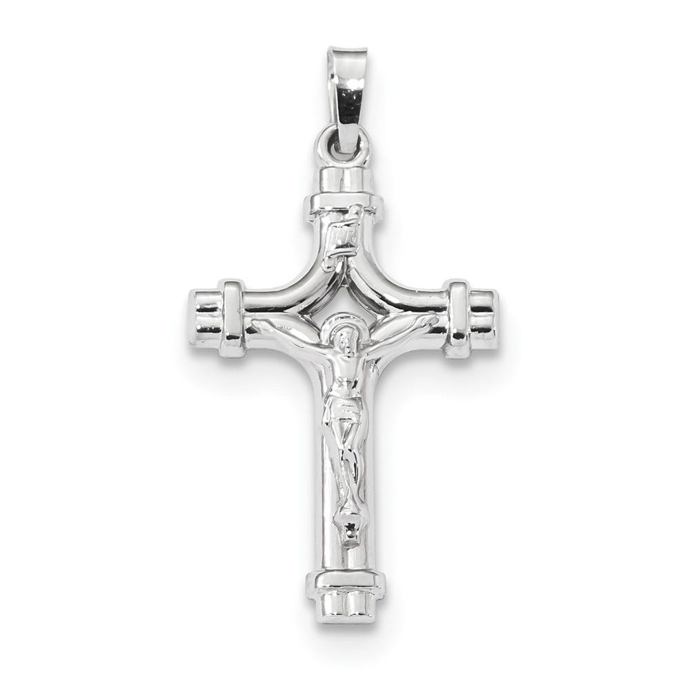 14k White Gold Polished INRI Crucifix Pendant