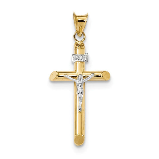 14k Two-Tone Polished Jesus Crucifix Pendant