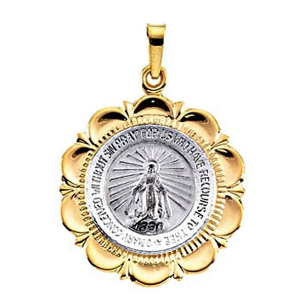 14K TWO TONE MIRACULOUS MEDAL