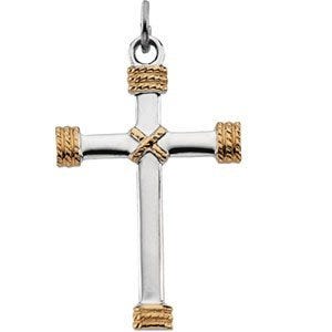 Sterling Silver w/ Gold Plate CROSS PENDANT