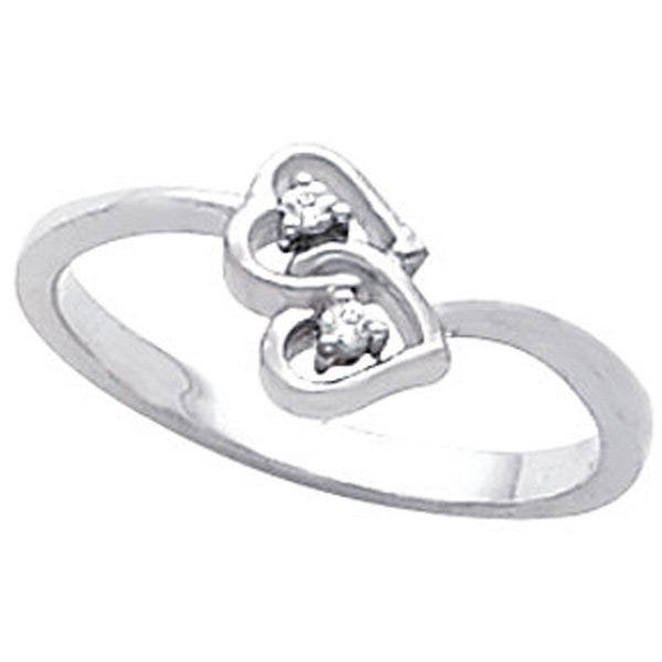 Solid Gold Diamond Heart Shaped Promise Ring