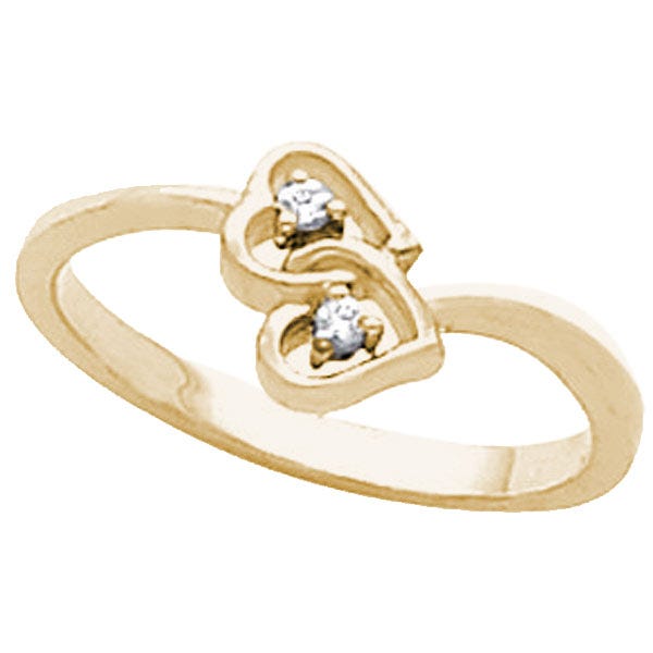 Solid Gold Diamond Heart Shaped Promise Ring