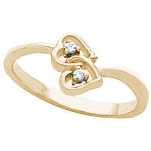 Solid Gold Diamond Heart Shaped Promise Ring