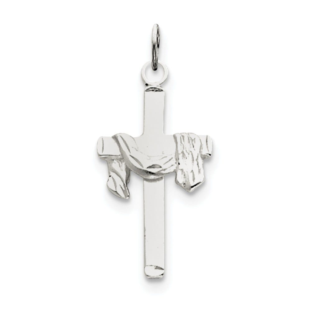 Sterling Silver Satin D/C Draped Cross Charm