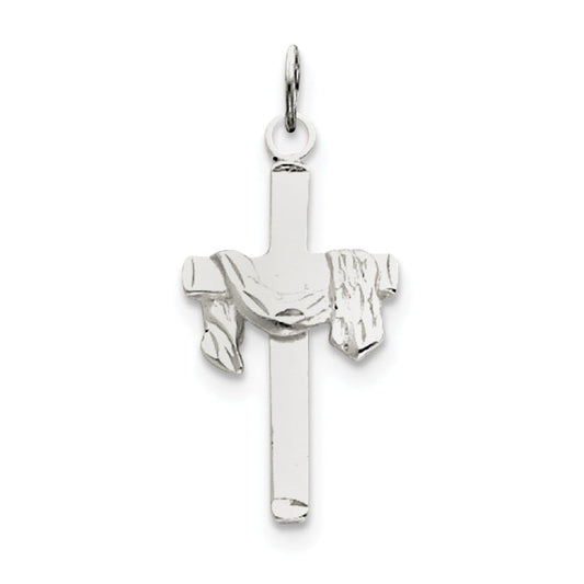 Sterling Silver Satin D/C Draped Cross Charm