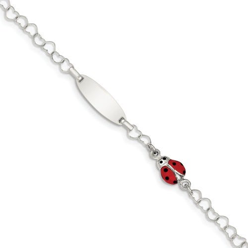 Sterling Silver Heart Link Engravable Children's ID Bracelet