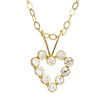 14K Yellow Children's Cubic Zirconia Pendant w/ 15" Necklace
