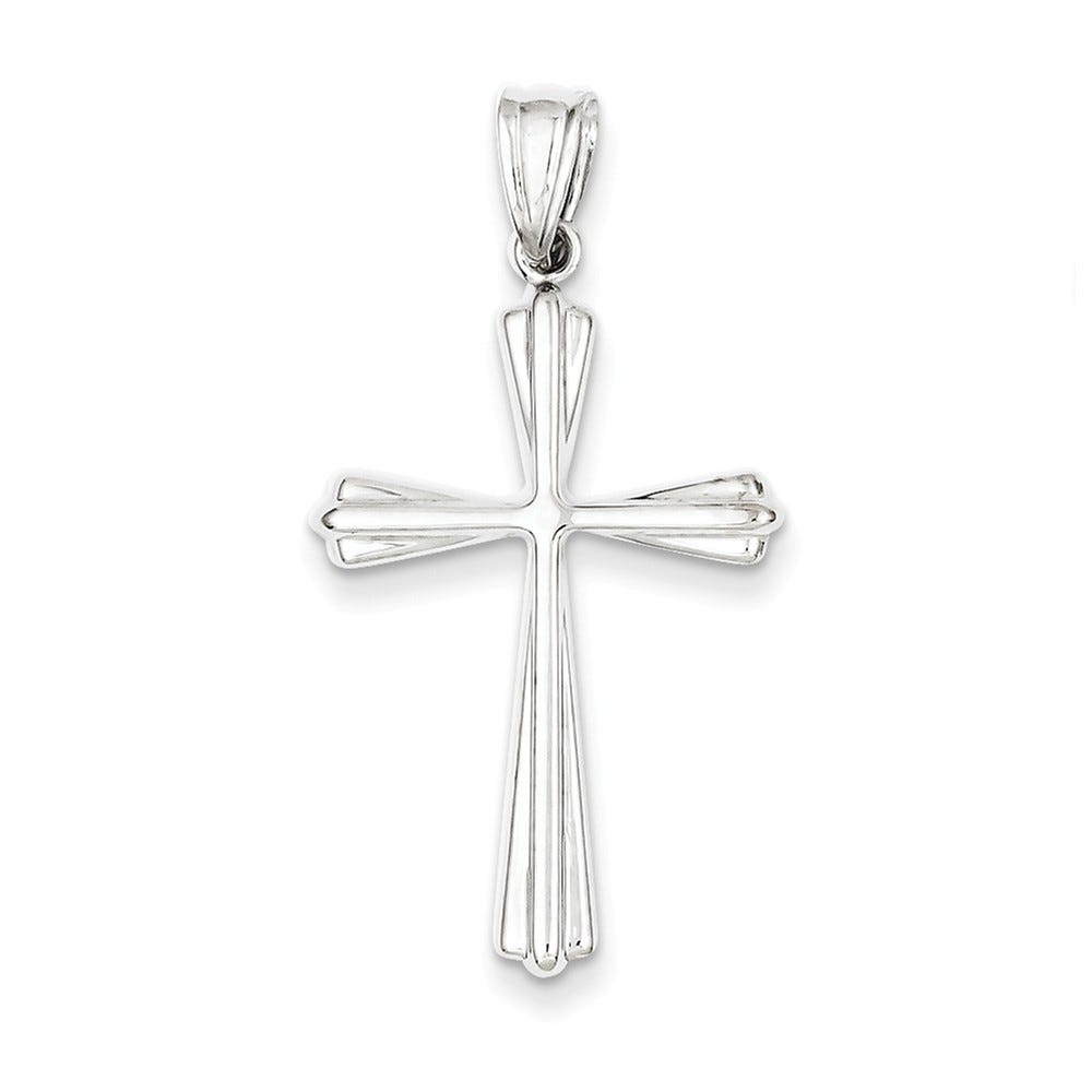 14k White Gold Polished Cross Pendant