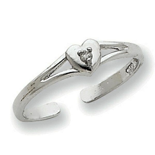 14k White Gold .01ct Diamond Heart Toe Ring