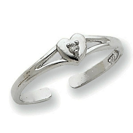 14k White Gold .01ct Diamond Heart Toe Ring