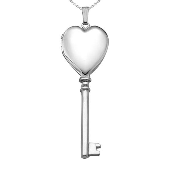 Sterling Silver Classic Key Heart Photo Locket