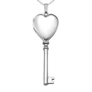 Sterling Silver Classic Key Heart Photo Locket