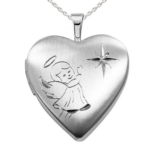 Sterling Silver Angel Heart Photo Locket