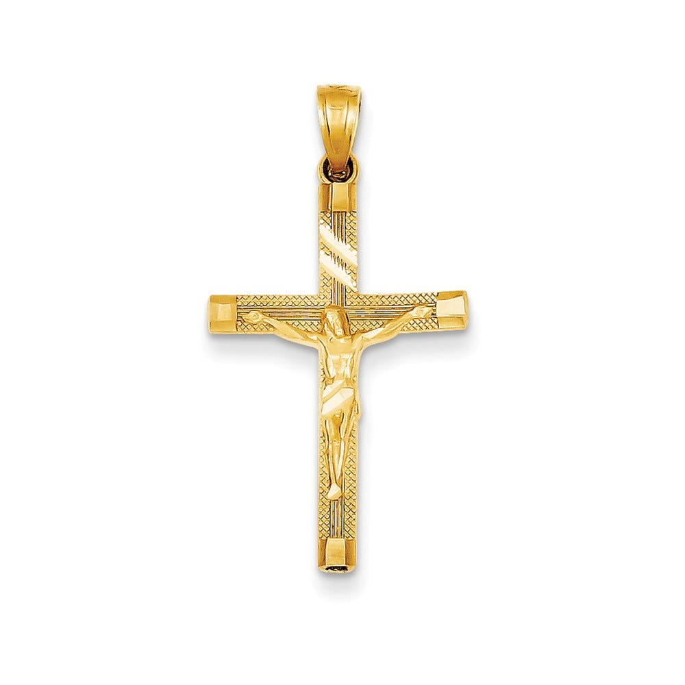 14K Diamond-cut Fancy Tipped Crucifix Pendant