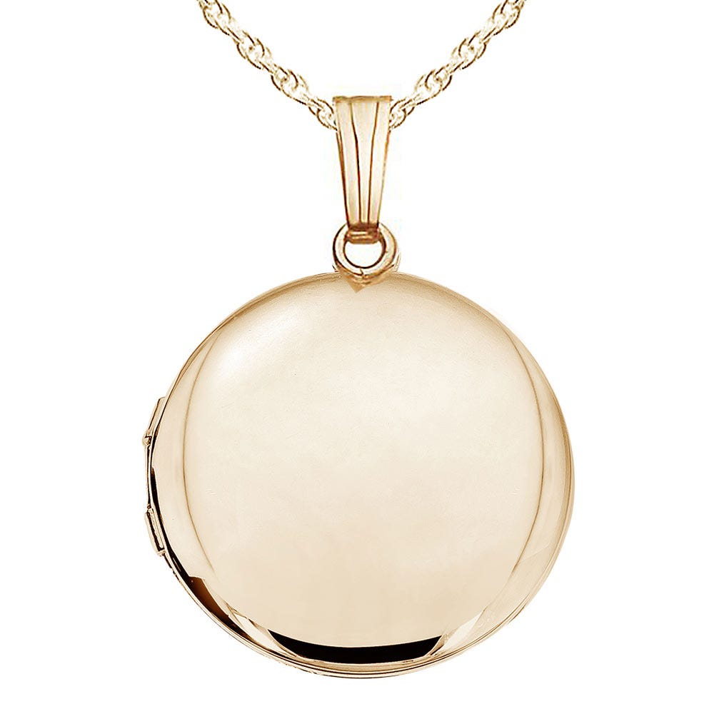 14K Gold Filled Round Photo Locket - 1 inch x 1 inch