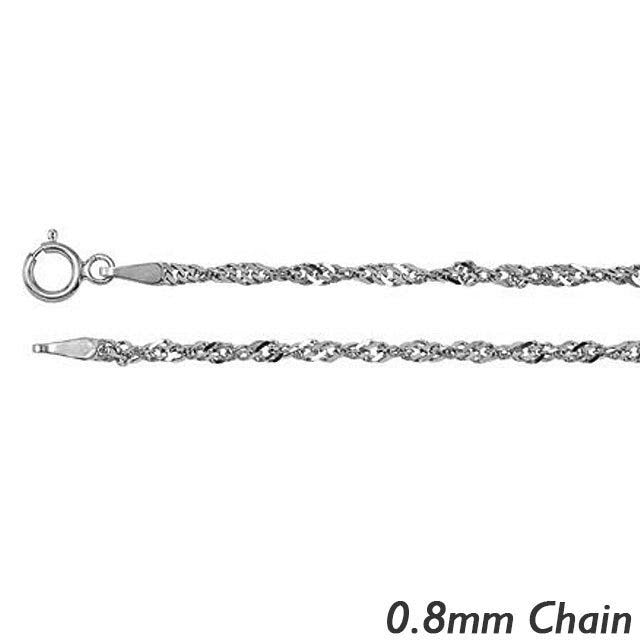 14K White Gold .8mm Singapore Chain