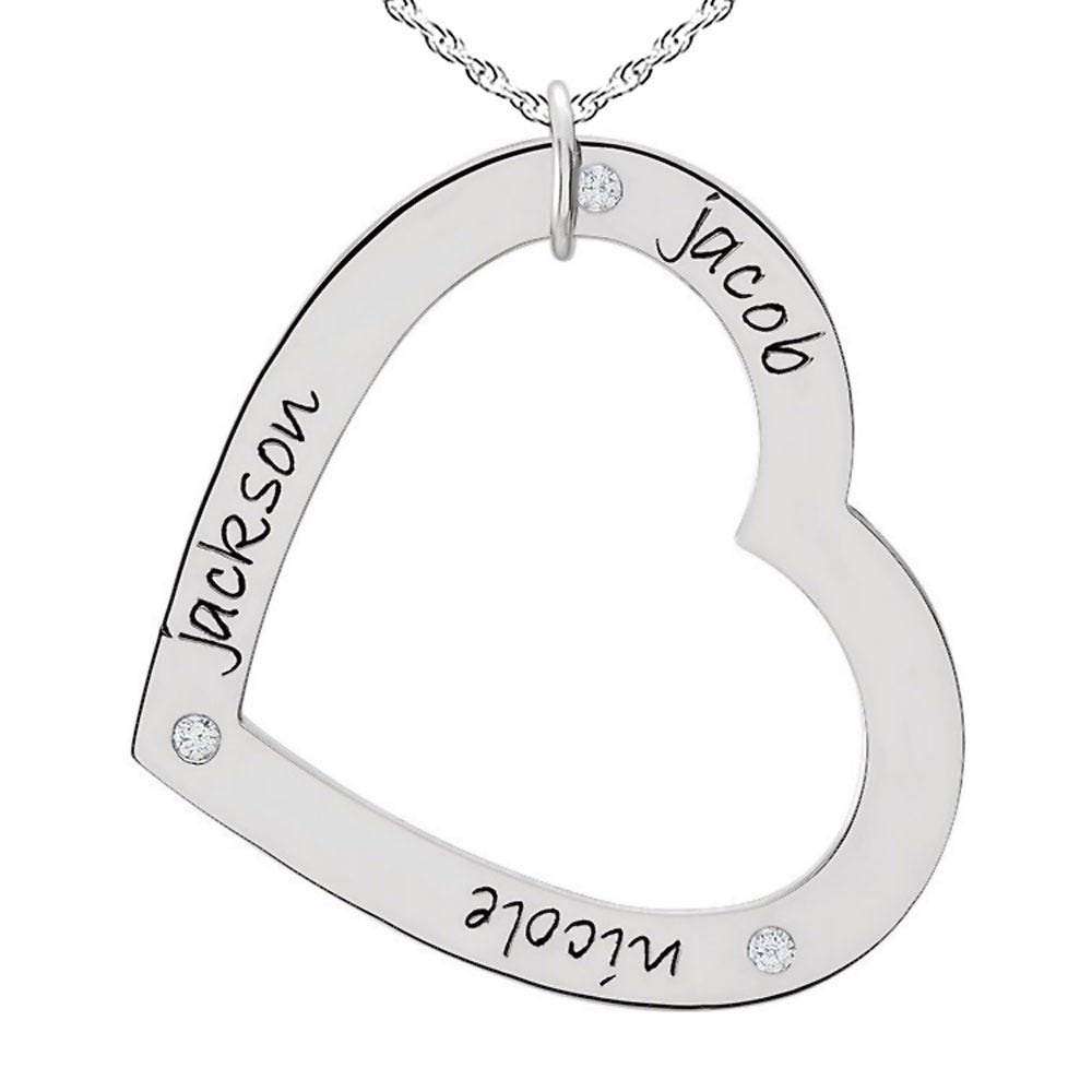 Personalized Three Birthstones Large Heart Pendant