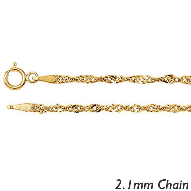 14K Yellow Gold 2.1mm Singapore Chain