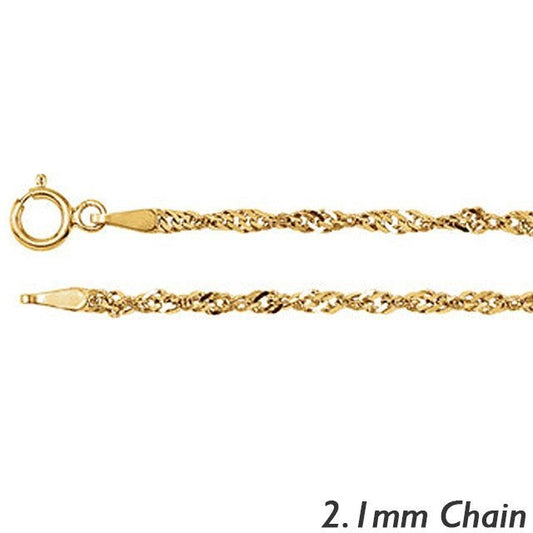 14K Yellow Gold 2.1mm Singapore Chain
